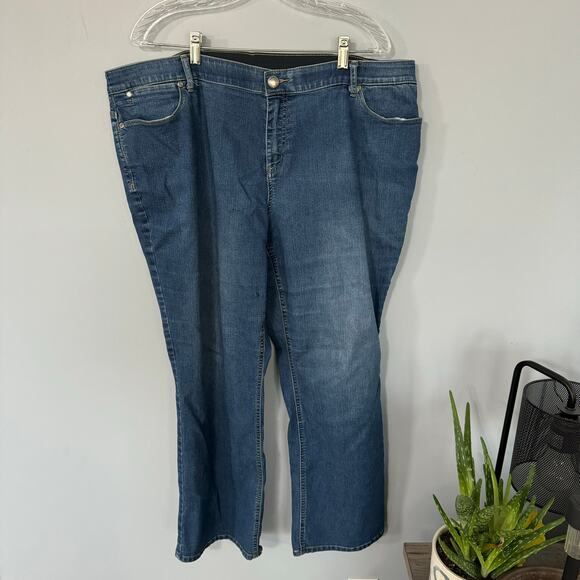 CJ Banks Medium Wash Boot Cut Jeans Size 20 W Petite Cotton Polyester Spandex - Picture 1 of 7